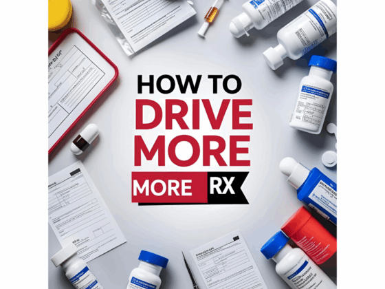 "How to Drive More Rx" with pharma imagery in background