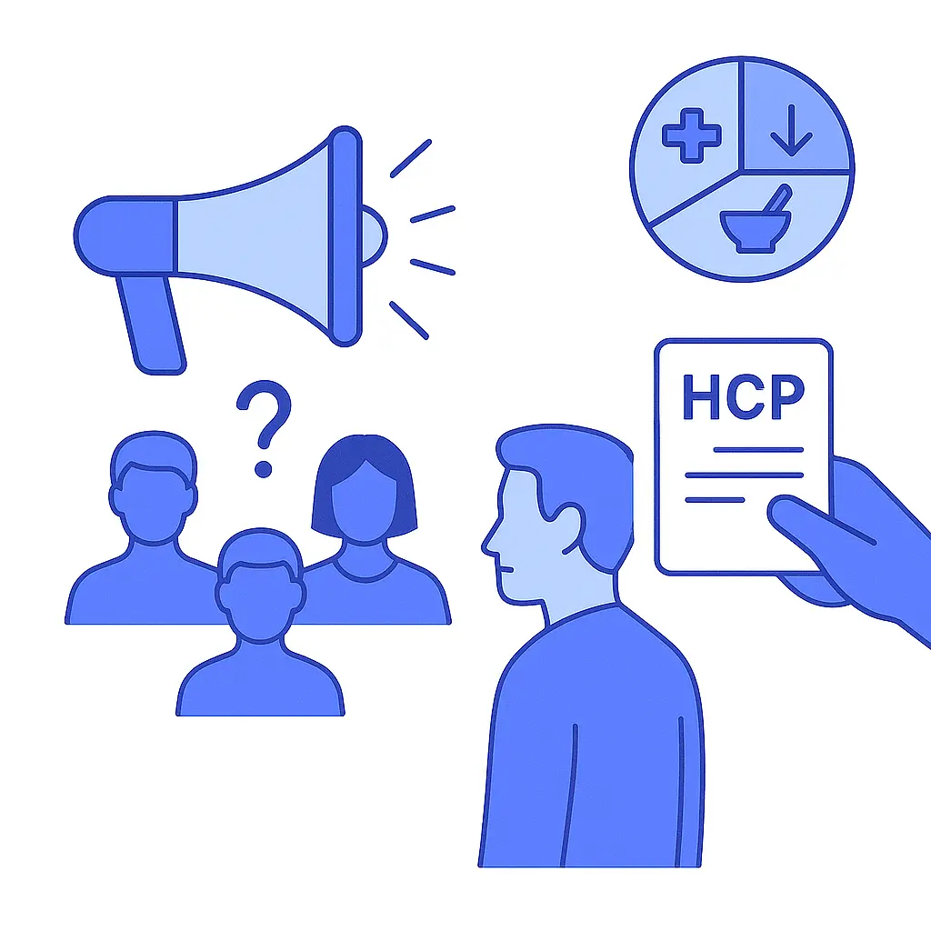 Broad messaging fails; tailored HCP communication succeeds.
