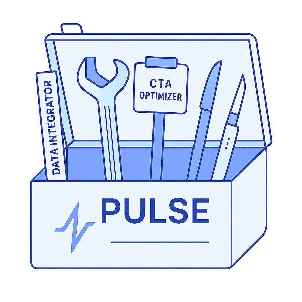 Pulse-branded toolkit with labeled tools for pharma marketing