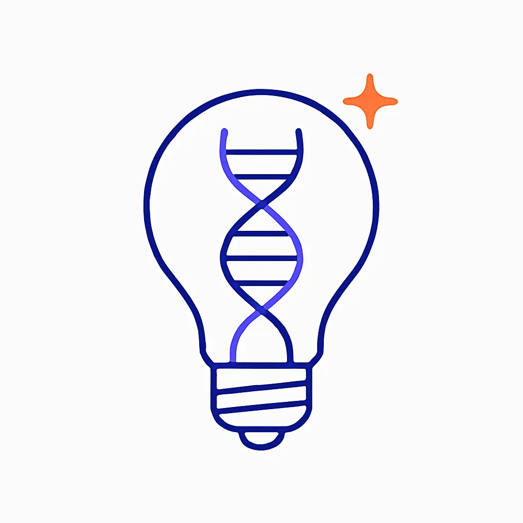 A DNA double helix inside a lightbulb conveys innovative, science-driven ideas crafted for pharmaceutical marketing.