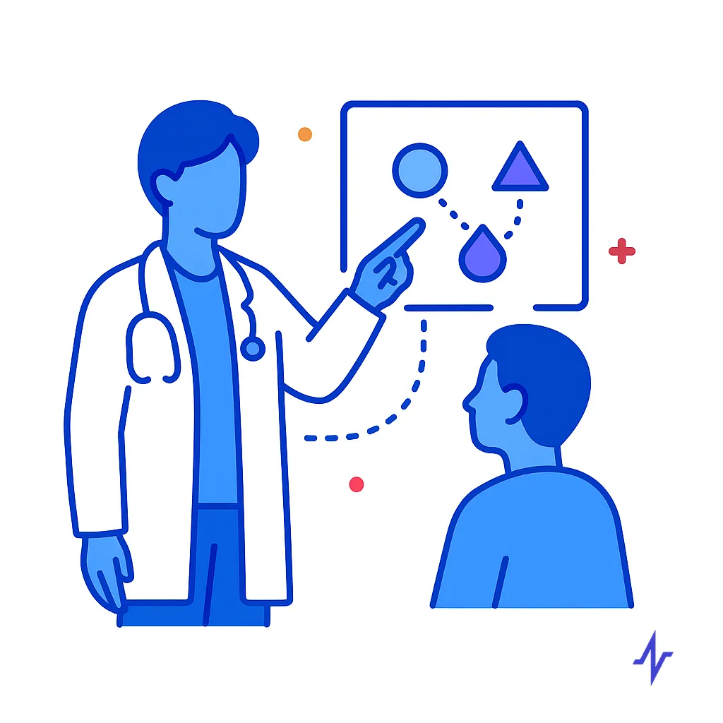 A doctor explaining a treatment plan to a patient highlights personalized care and shared understanding.