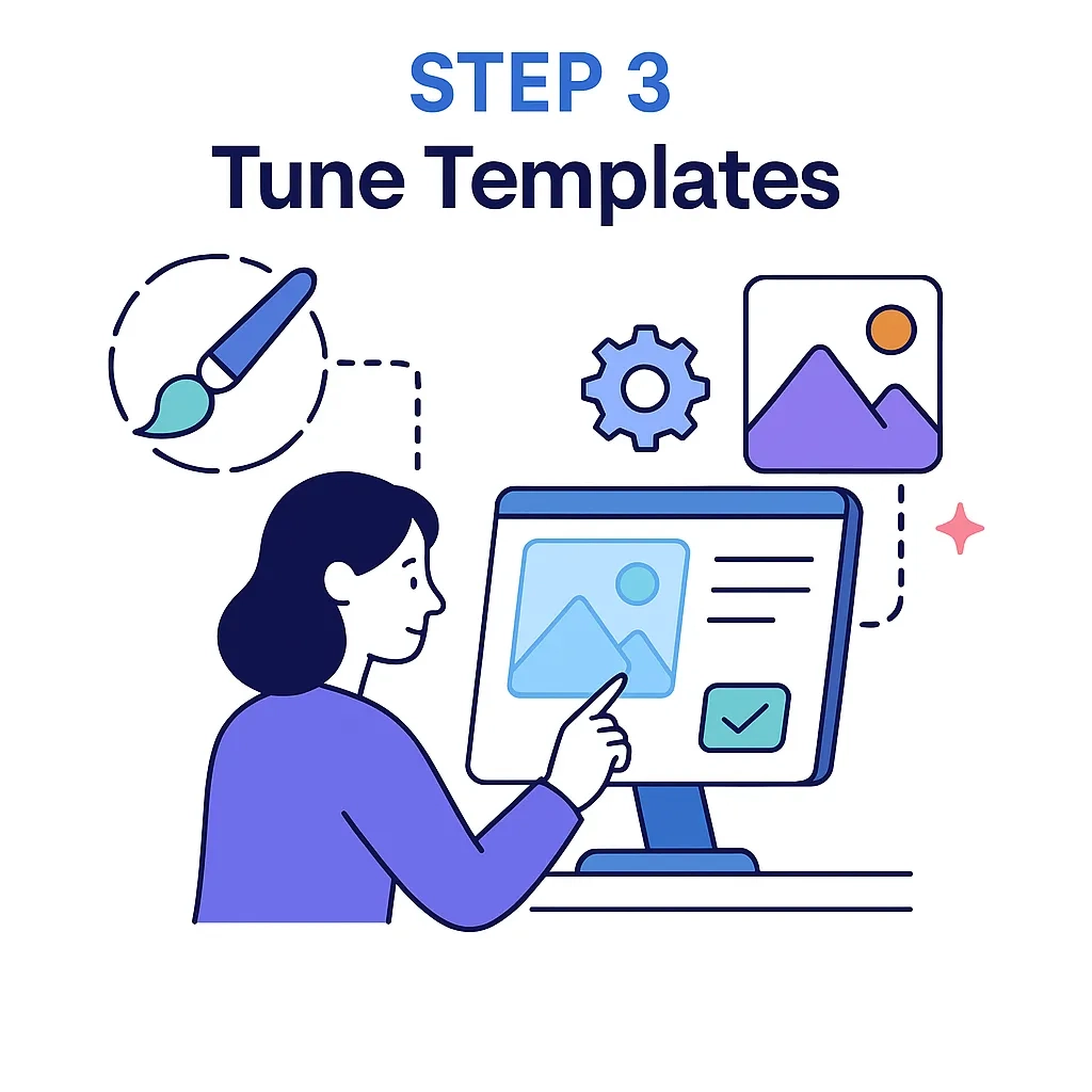 A marketer customizes communication templates on a screen, showing the need to adjust templates for Canadian rules.