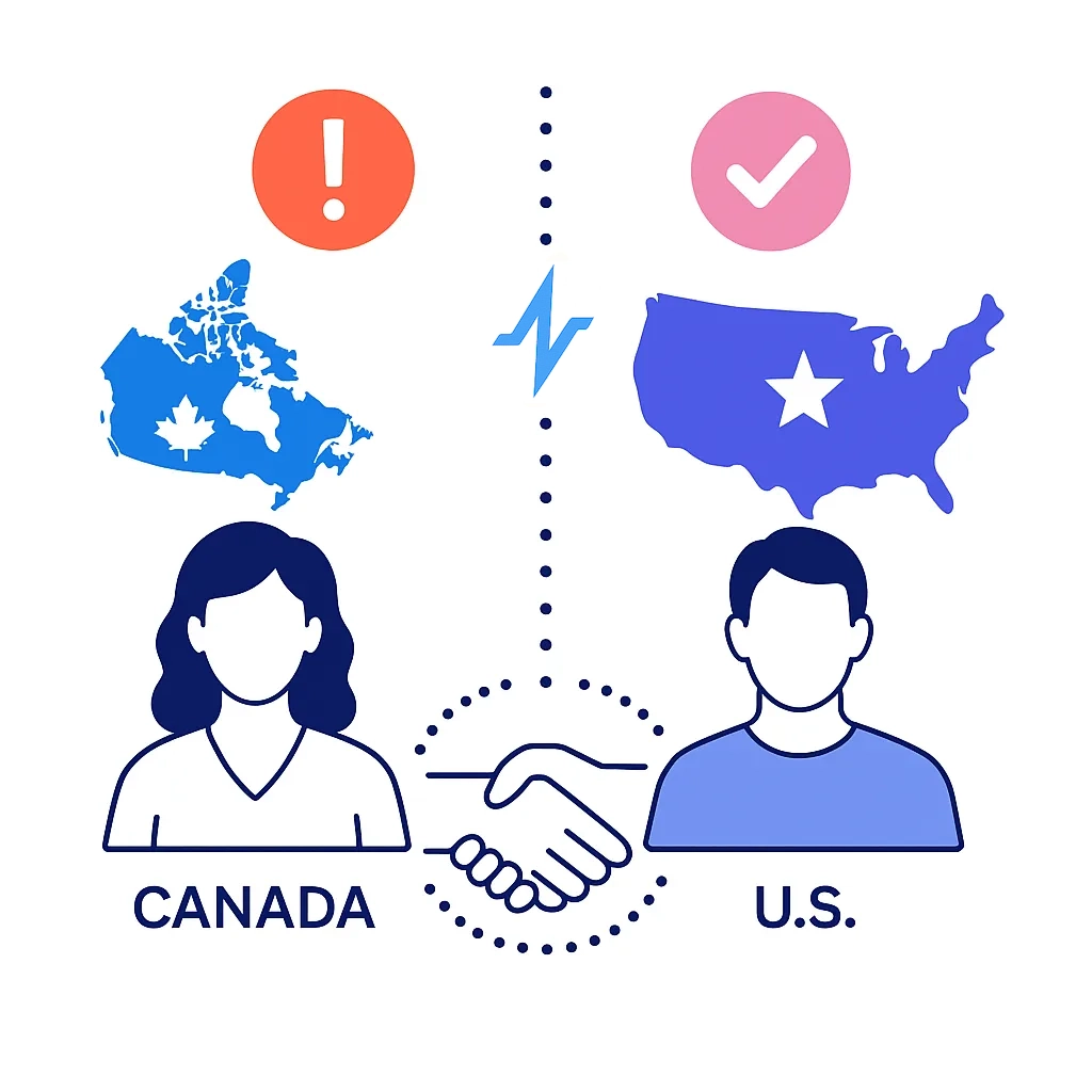 A map of Canada with lock and gate icons shows the country’s restrictive content posture compared to other regions.