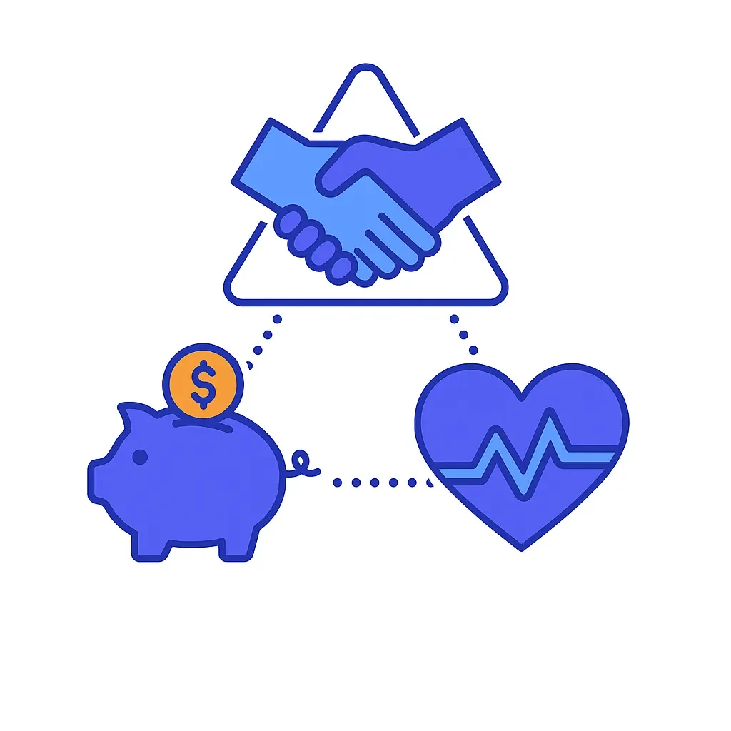 Icons for relationships, health outcomes, and cost savings show the core benefits of patient outreach programs.