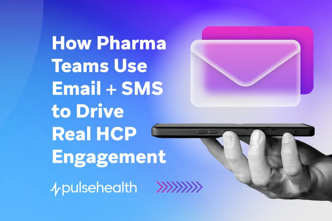 A hand holding a smartphone with glowing email icons, symbolizing digital communication strategies that enhance healthcare professional engagement through email and SMS.