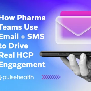 A hand holding a smartphone with glowing email icons, symbolizing digital communication strategies that enhance healthcare professional engagement through email and SMS.