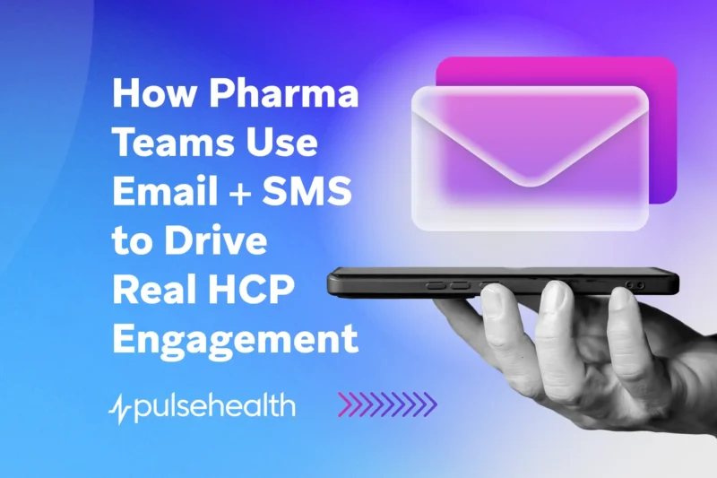 A hand holding a smartphone with glowing email icons, symbolizing digital communication strategies that enhance healthcare professional engagement through email and SMS.