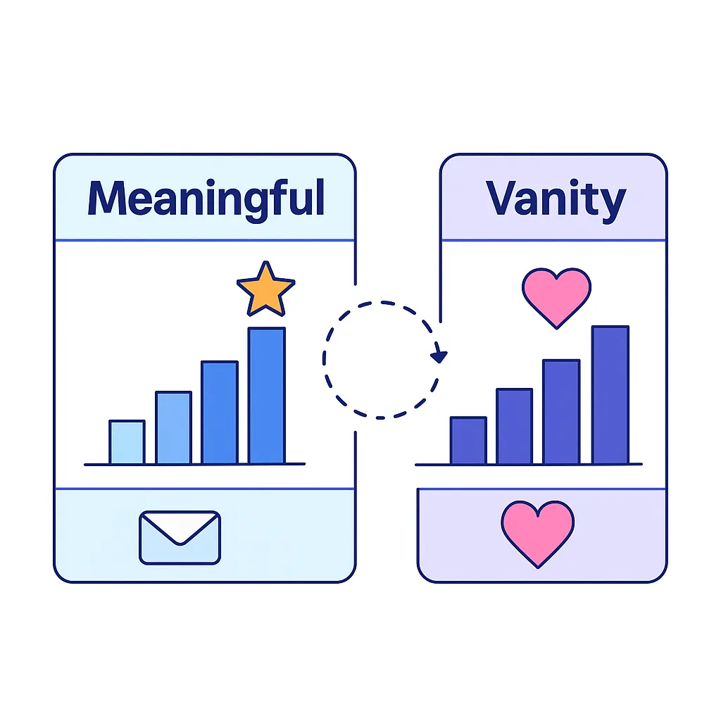Person uses laptop and phone in a unified engagement loop connecting email and SMS communications.