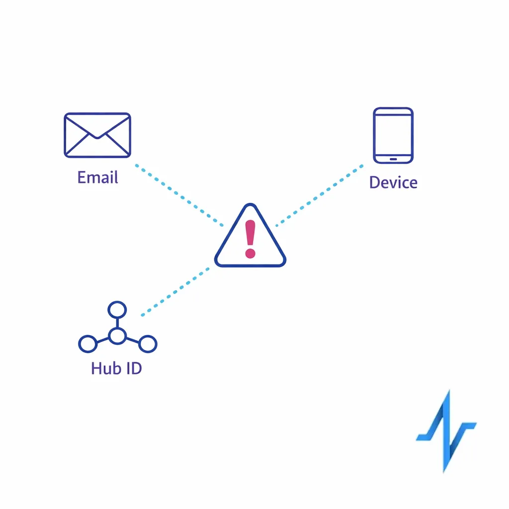 Intersecting identifier tokens highlight where linking across channels can increase re-identification risk.