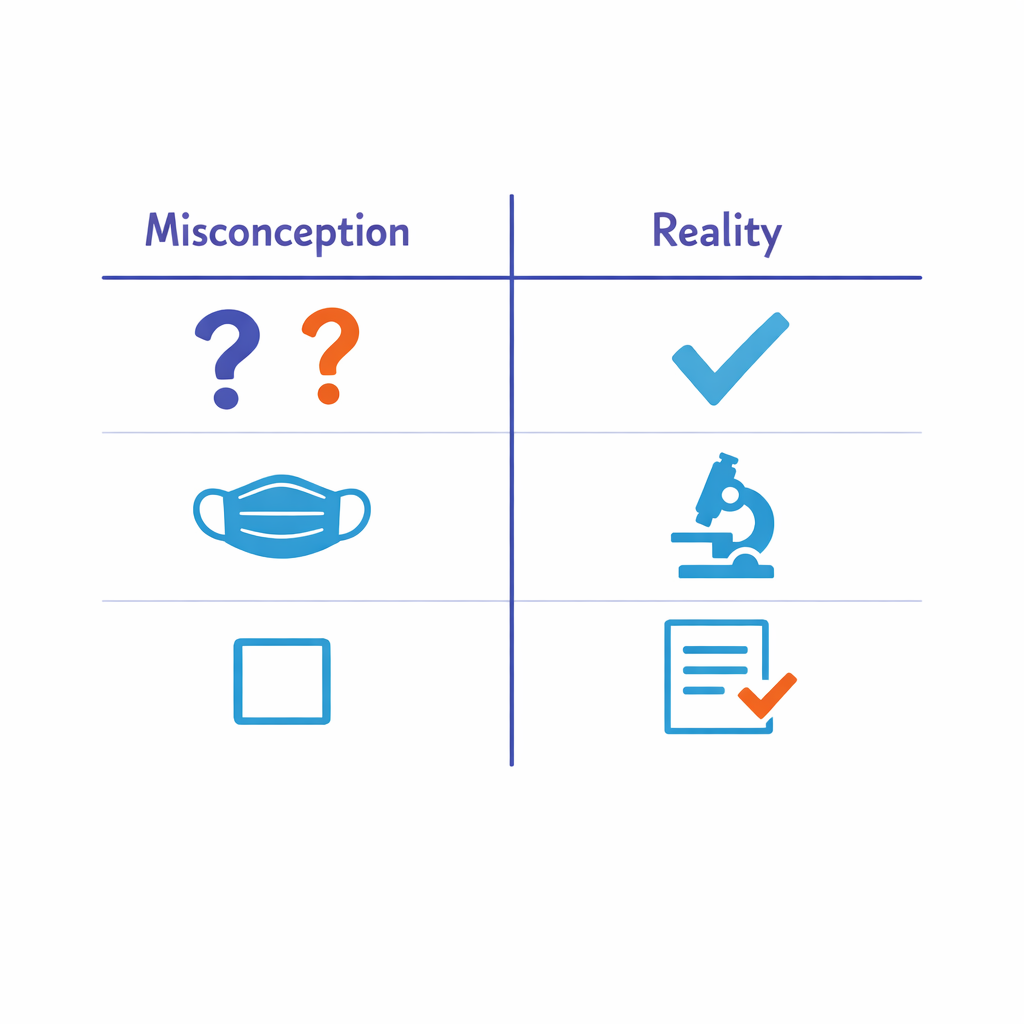A clean two-column layout contrasts common privacy misconceptions with corrected understanding.