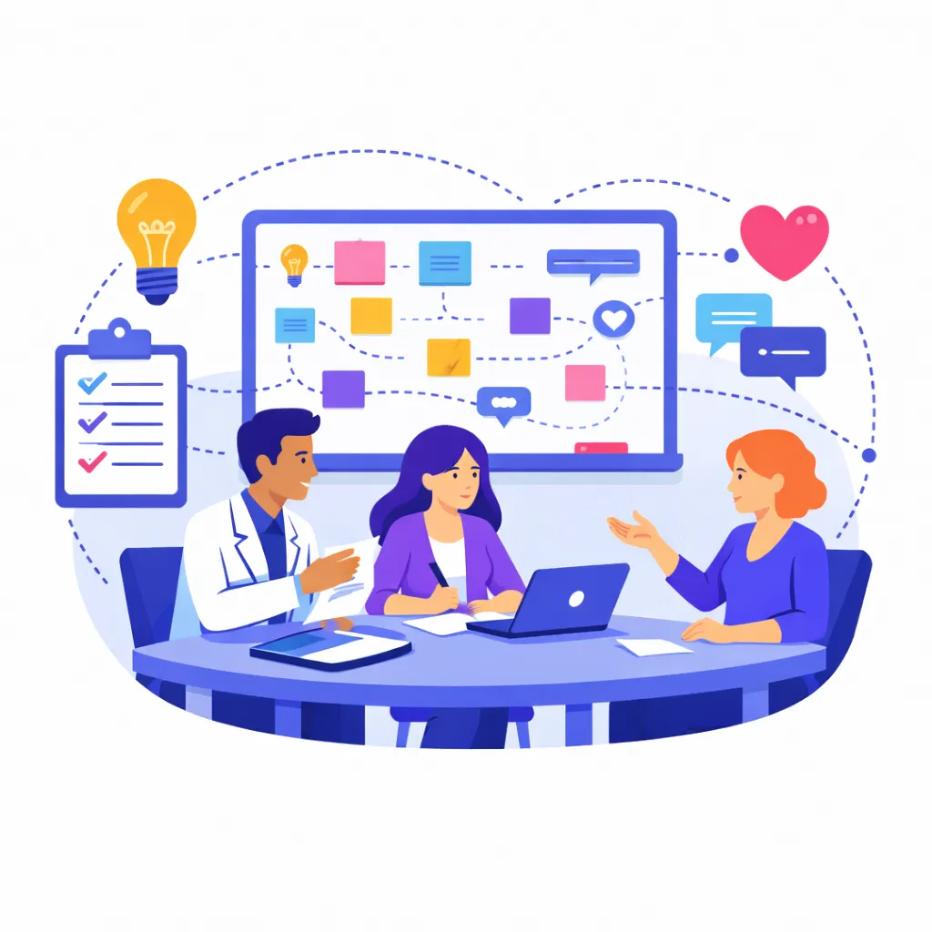 Marketers and patients collaborate using a journey map to design personalized healthcare experiences.