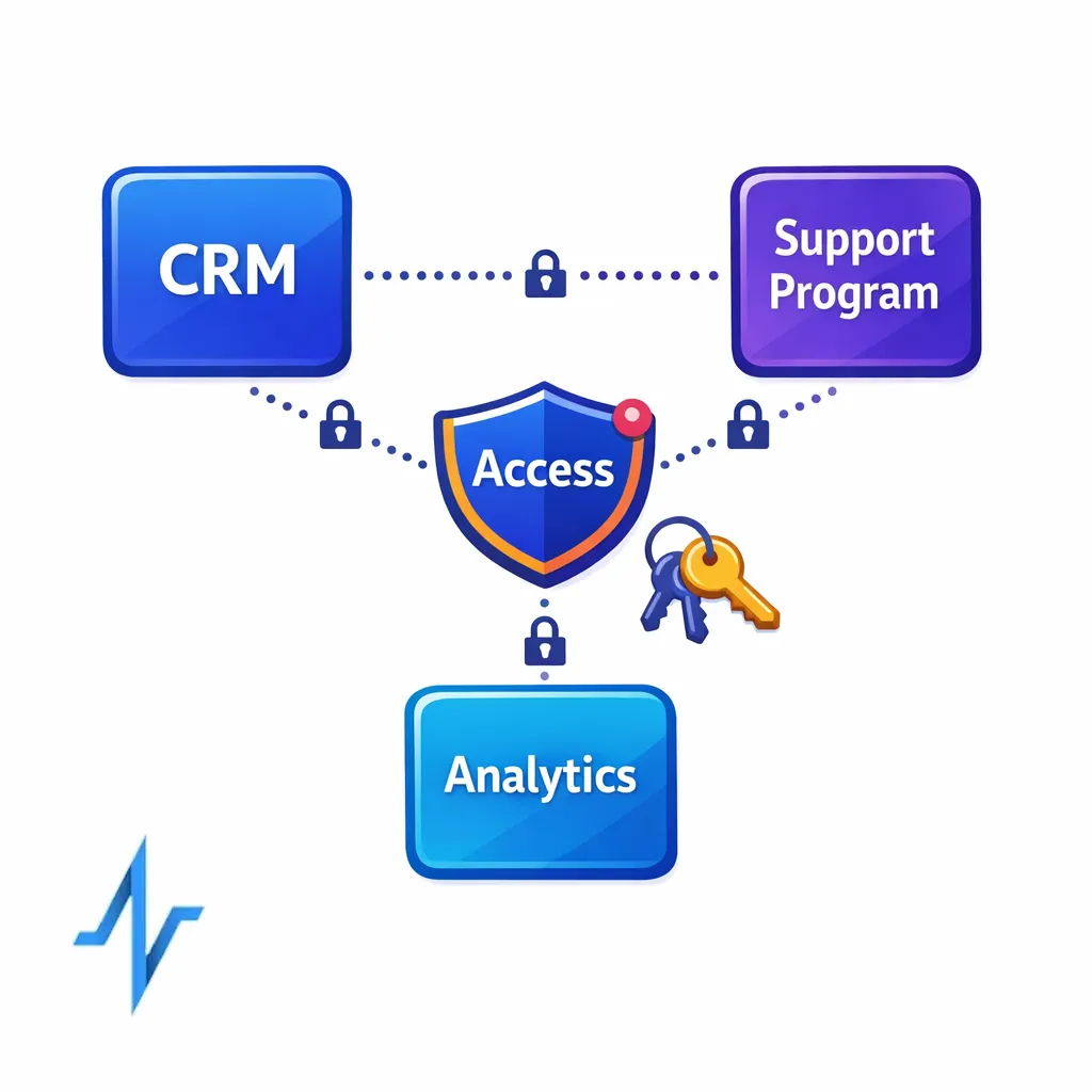 A secure data flow diagram with encryption and least-privilege access controls.
