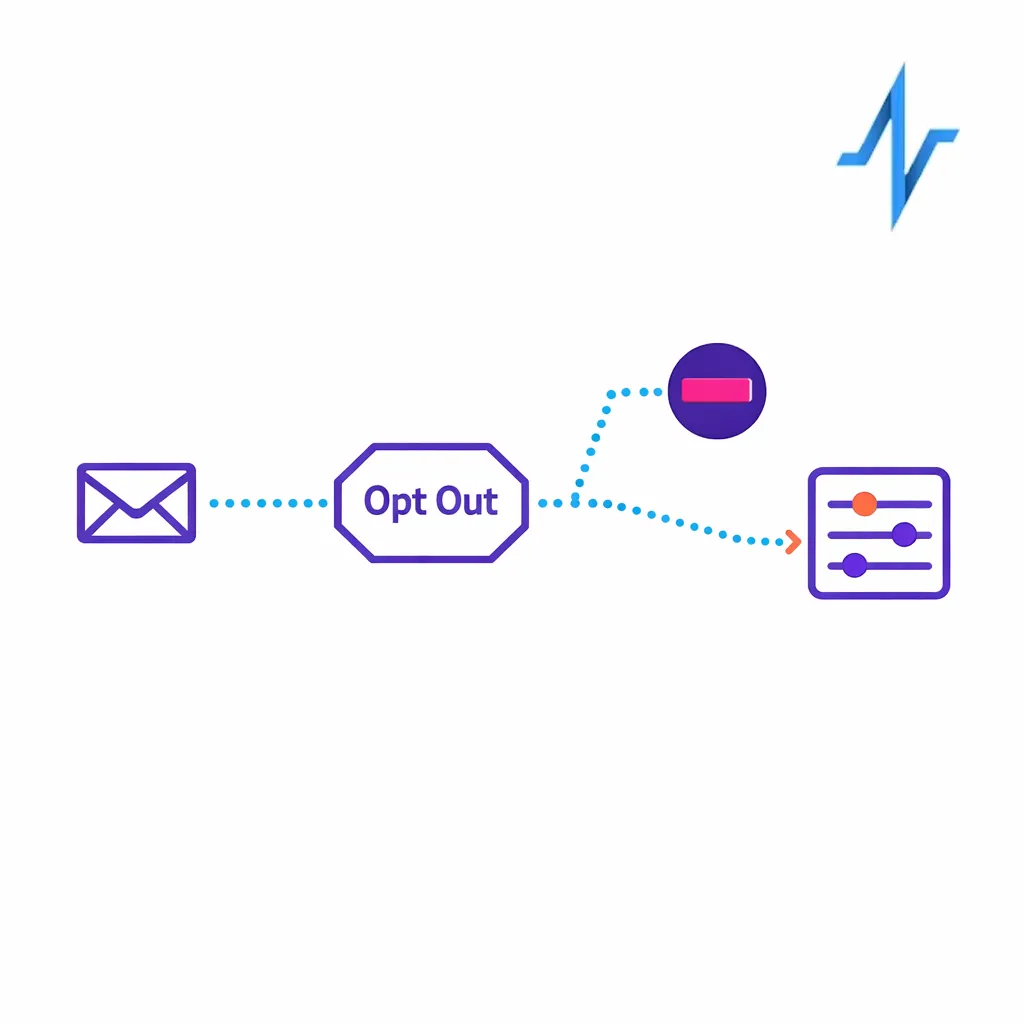 A flow showing messages stopping and routing to preferences when an opt-out signal is detected.