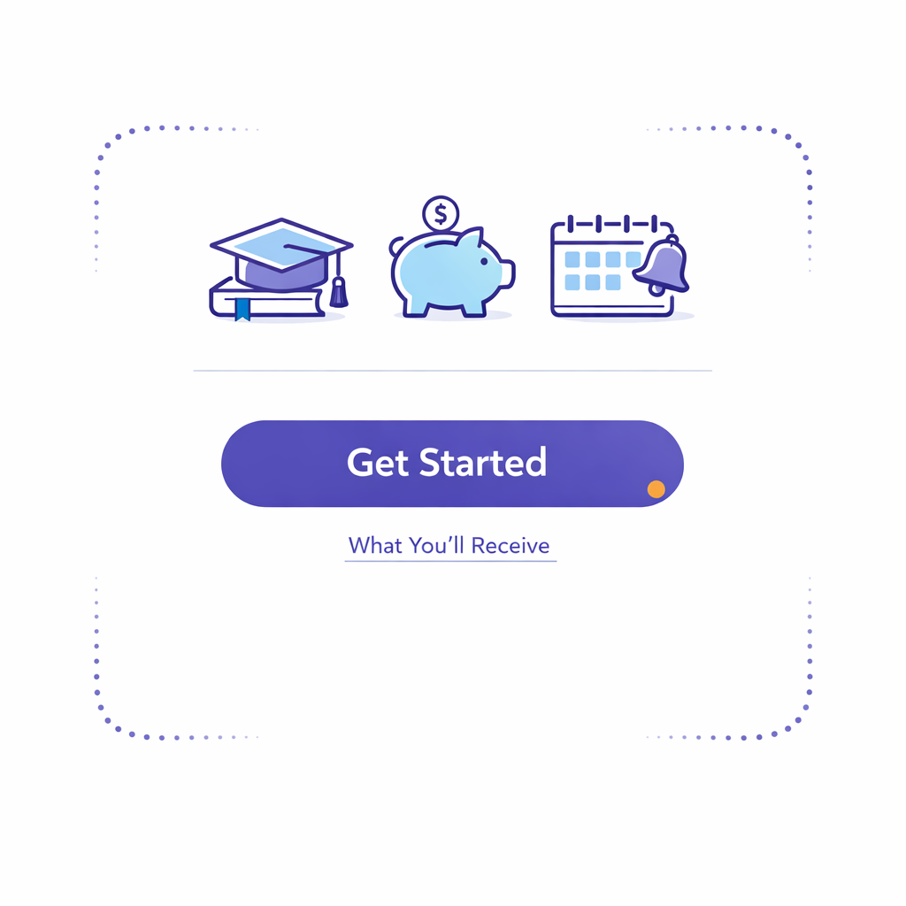 A clean landing screen shows program value before any form fields, with a single primary action button.