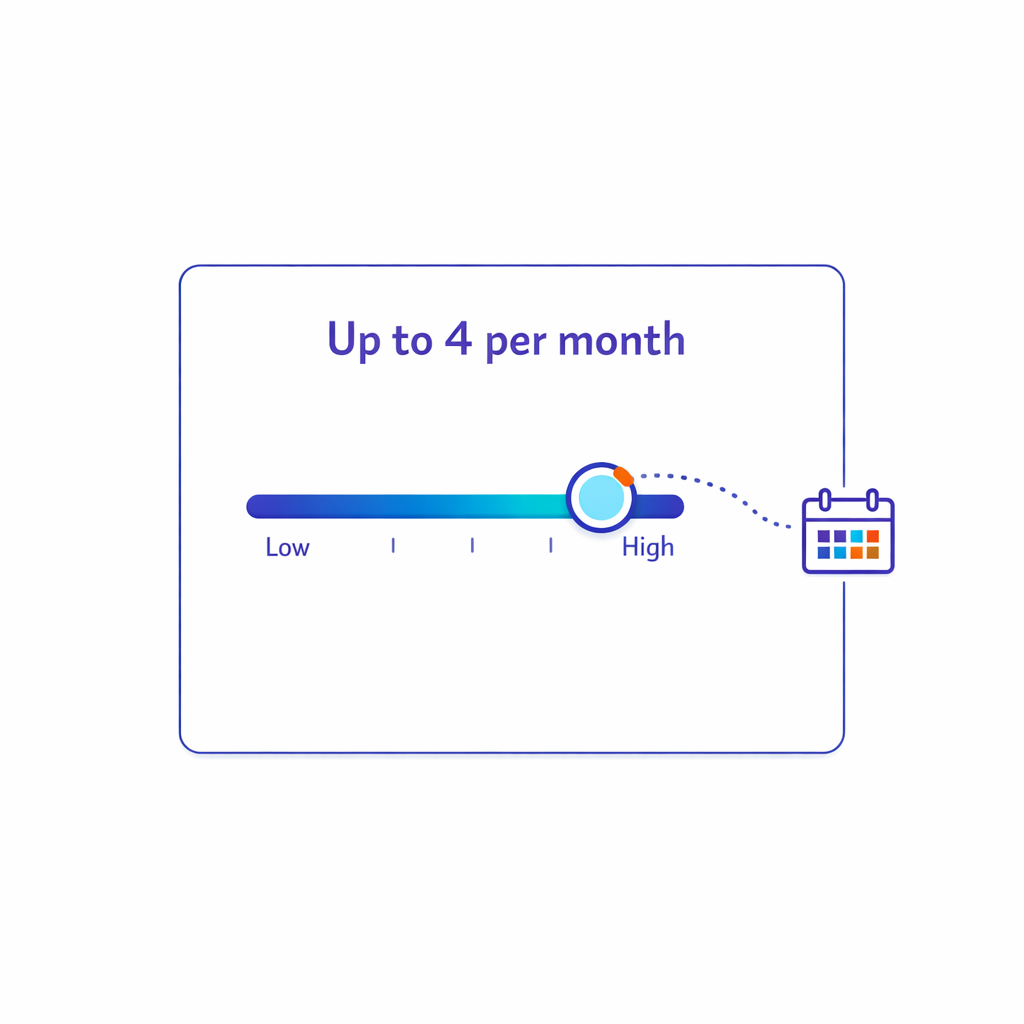 A frequency slider offers clear ranges so patients can predict message volume and avoid surprises.