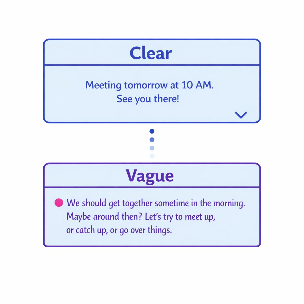 A good versus risky microcopy comparison shows plain language first with expandable details below.