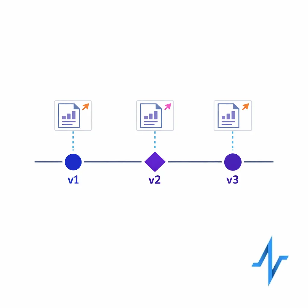 A timeline shows token versions rotating while preserving historical reporting continuity.