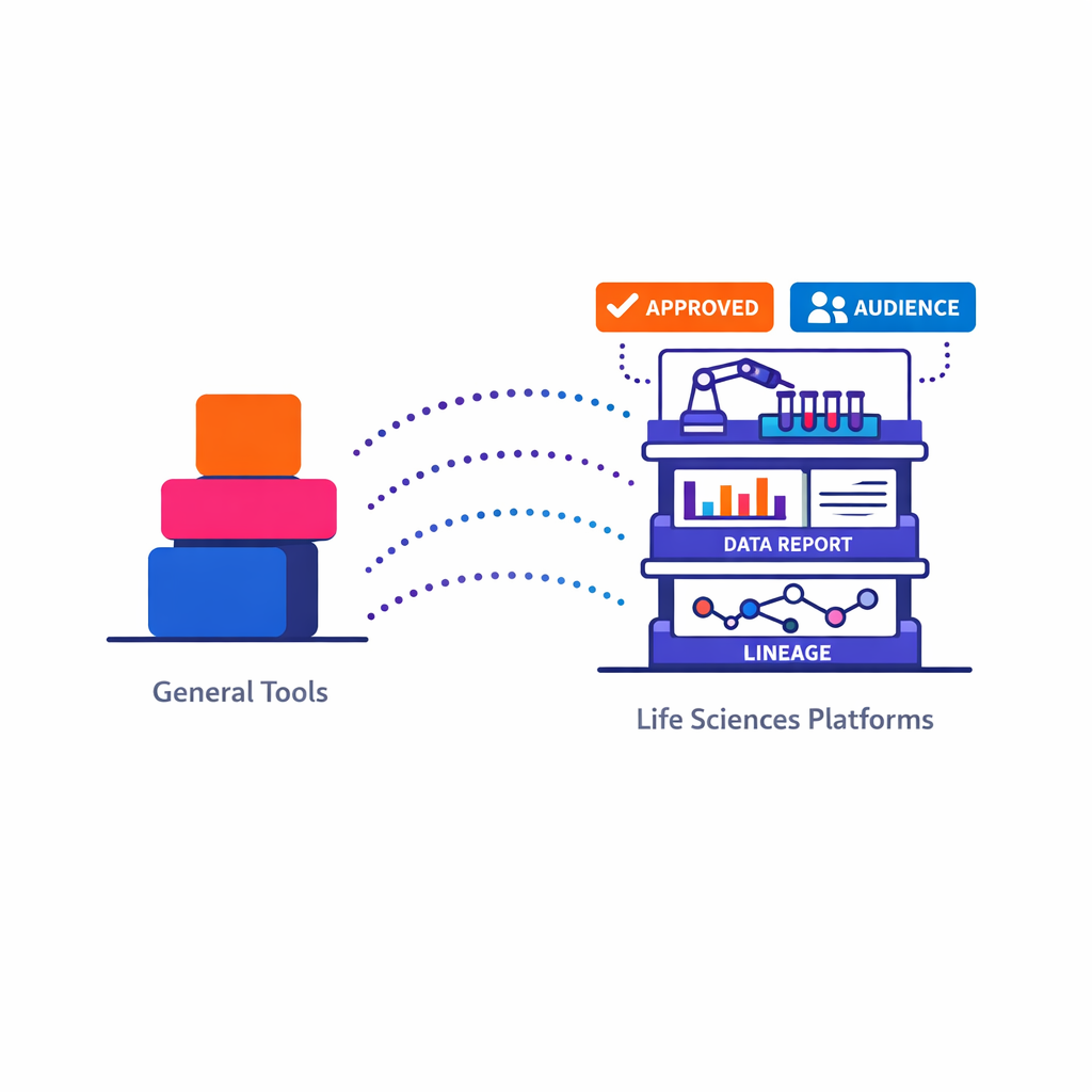 A balanced comparison shows flexible general tools beside regulated workflow software.