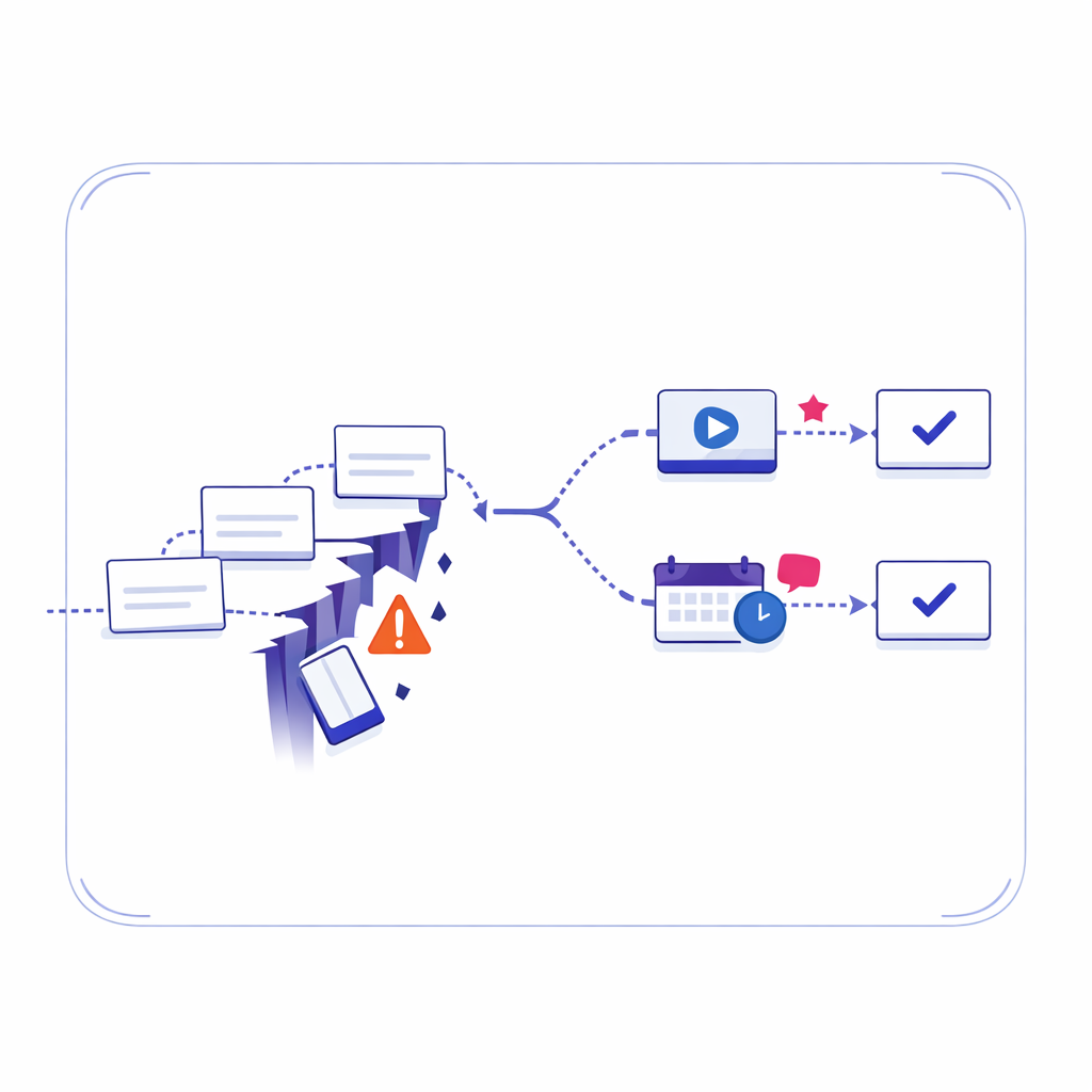 A patient education path shows where momentum fades and where a better content format can help.