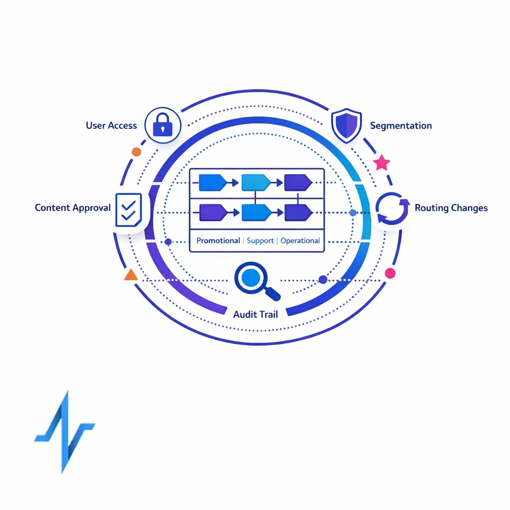 Nested control layers depict access, approvals, audit trails, and workflow separation for patient programs.