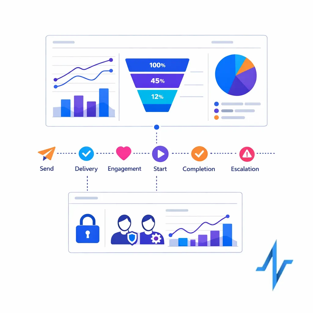 A layered dashboard concept separates aggregate trends from restricted operational views with clean visual boundaries.