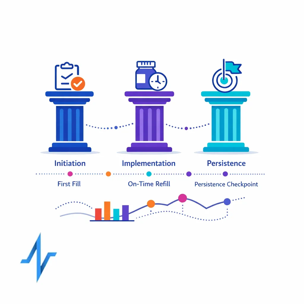 Three separate measurement stages help teams track starts, use, and long-term continuation.