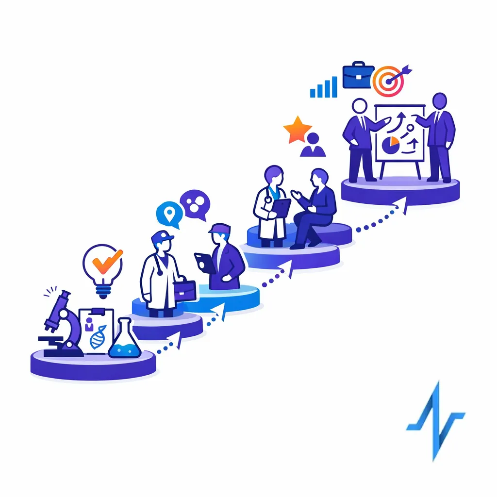 An ascending path shows progression from scientific depth to senior MSL and leadership roles.