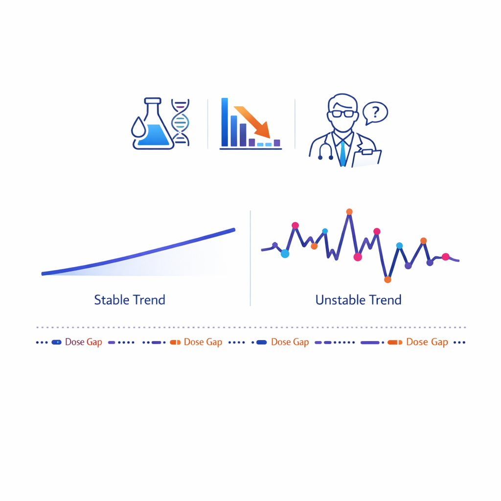 Clinical data lines wobble because missed treatment obscures what is really happening.